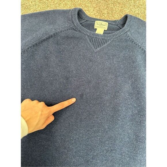 Vintage L.L. Bean Crewneck Pullover Sweater Men’s XL Cotton Cashmere Navy Blue - Picture 8 of 8